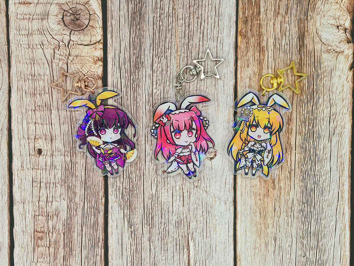 Beatmania IIDX Umegiri Sisters Double Sided Chibi Acrylic Charms - IIDX, Rhythm Games, acrylic charm merch by concon