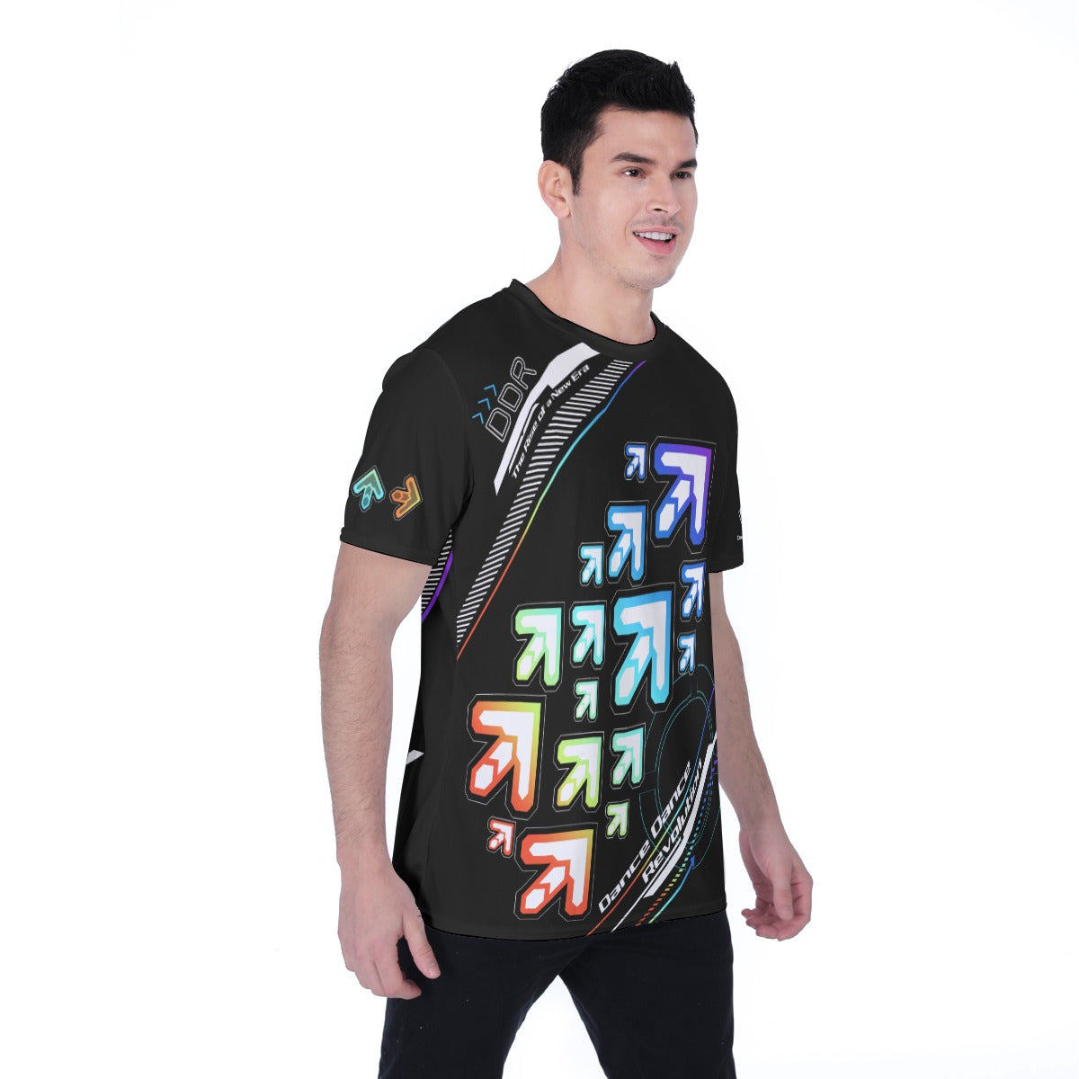 DDR Vivid Arrows Dark Shirt - worn view