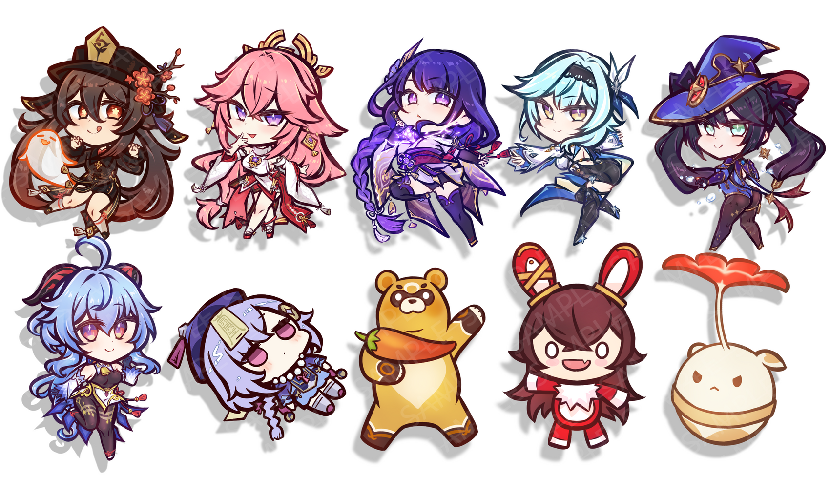 Genshin Impact Die-Cut Mini Stickers - Genshin Impact, Mini Sticker, video games merch by concon
