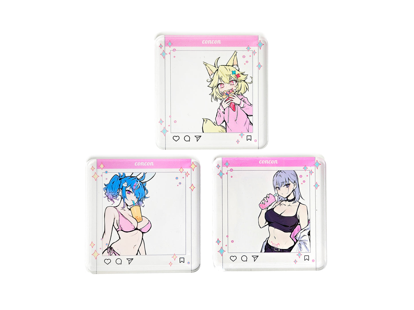 Concon Original Acrylic Coasters - acrylic coaster, concon merch, Emu Merch merch by concon