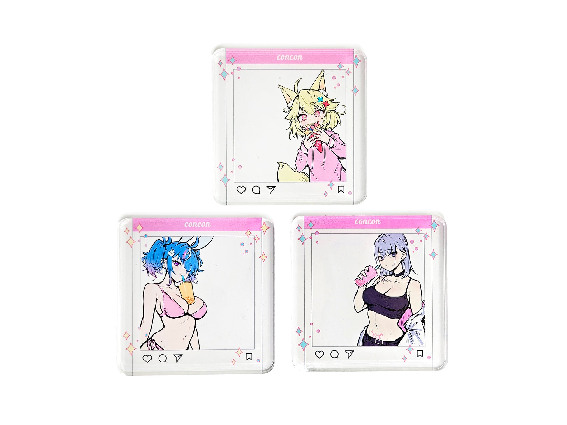 Concon Original Acrylic Coasters - acrylic coaster, concon merch, Emu Merch merch by concon