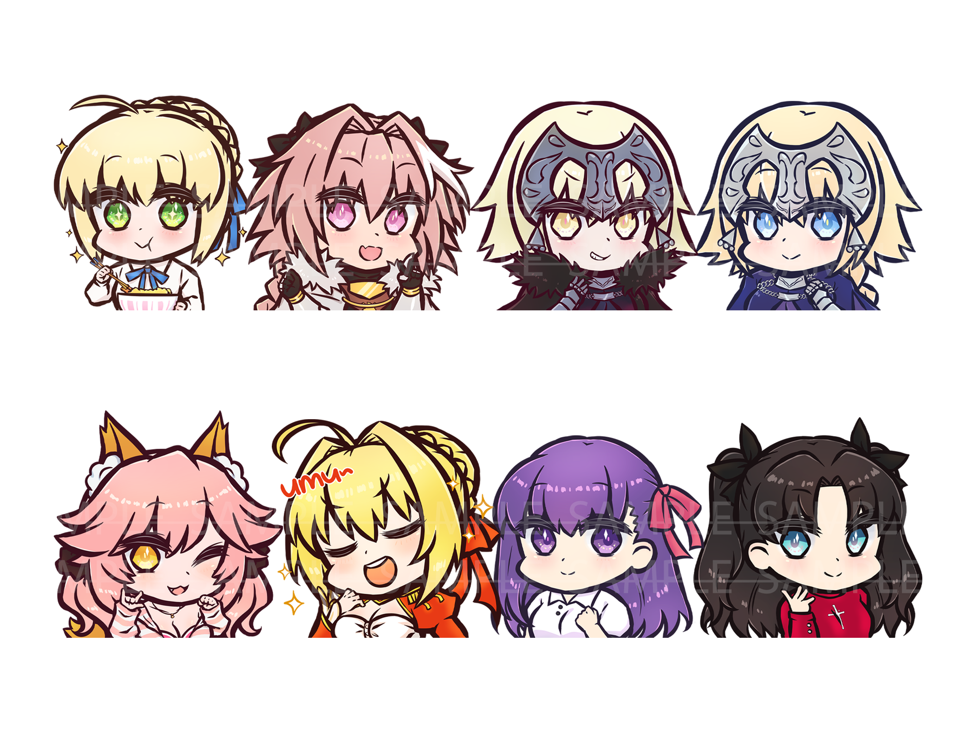 Fate Chibi Die-Cut Sticker Decals - anime, Die-Cut, Fate merch by concon