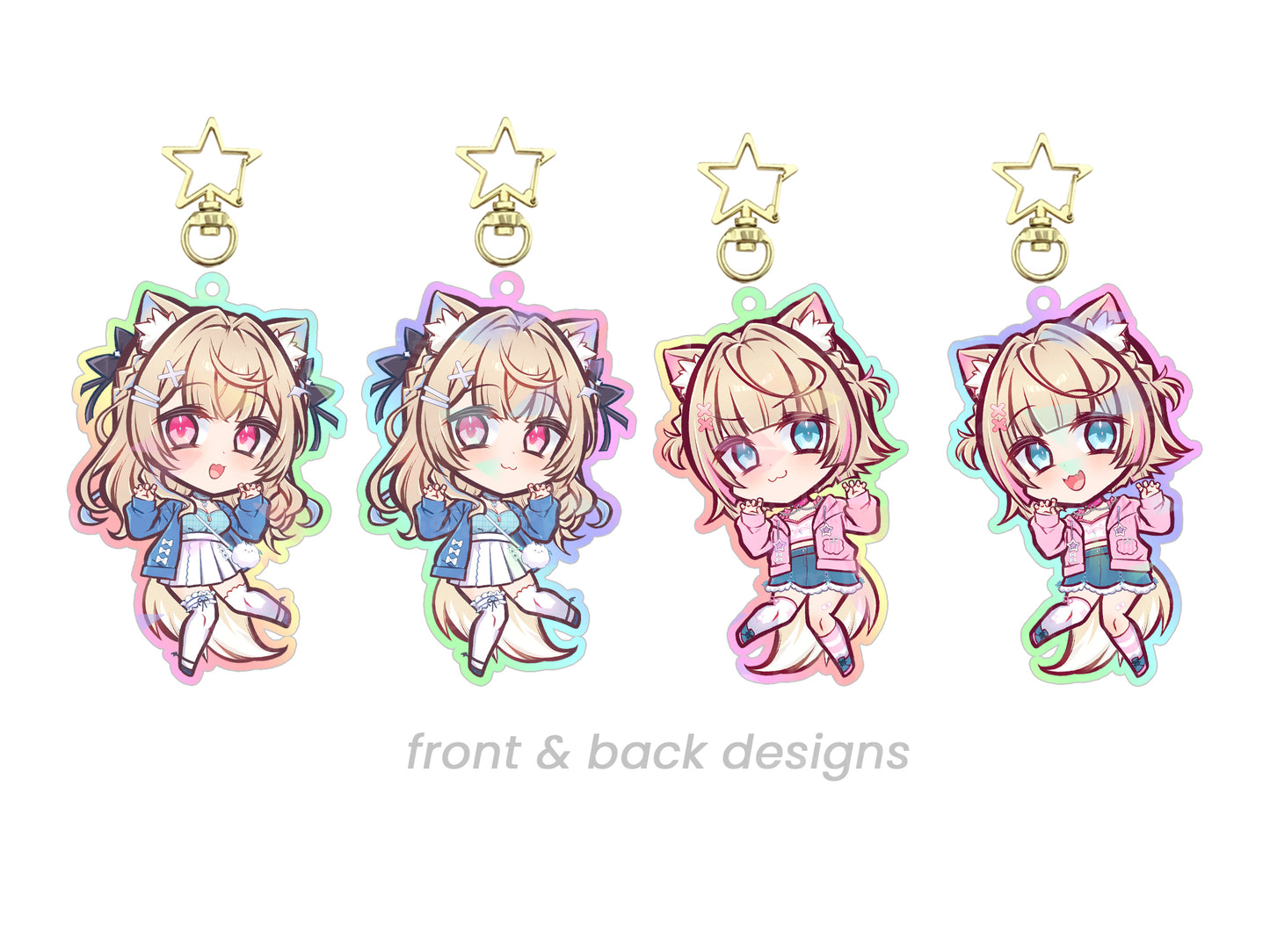 Fuwamoco Fuwawa Mococo VTuber Double Sided Chibi Acrylic Charm - Charms, clear, clearance merch by concon