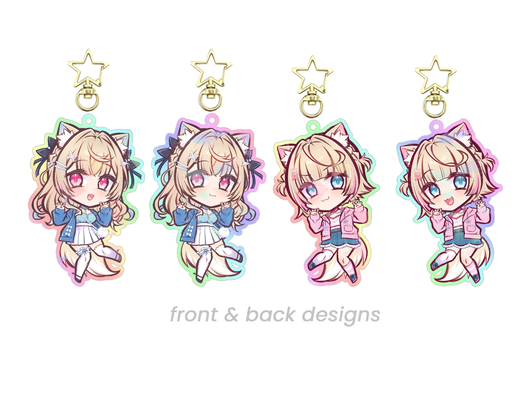 Fuwamoco Fuwawa Mococo VTuber Double Sided Chibi Acrylic Charm