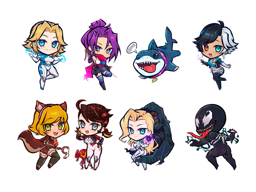 HERO MARVEL RIVALS CHIBI DIE-CUT MINI STICKERS – concon