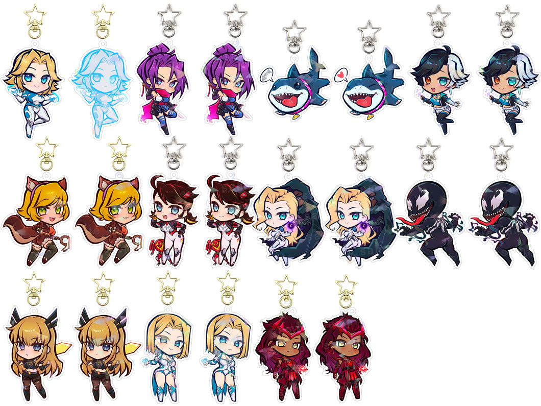 HERO MARVEL RIVALS DOUBLE SIDED CHIBI ACRYLIC CHARMS