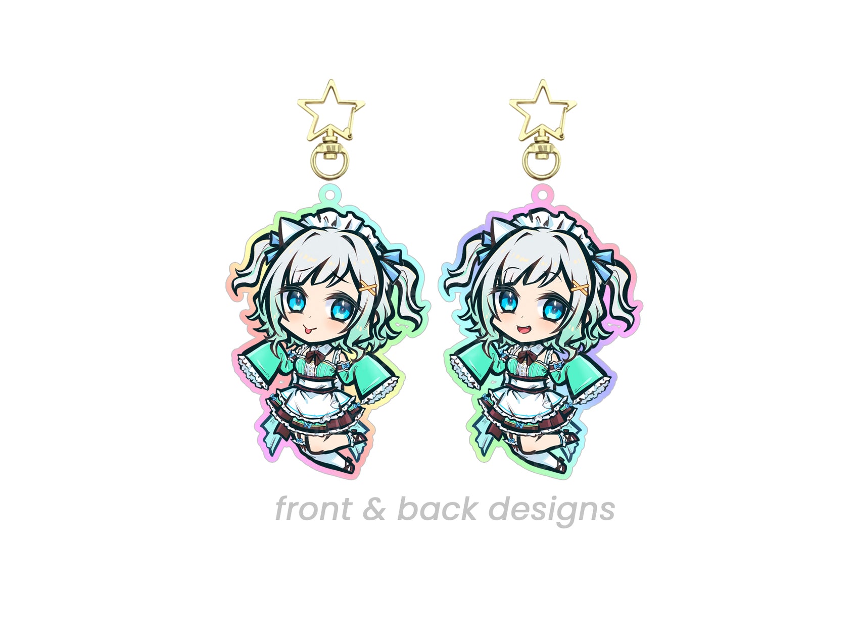 Mint VTuber Double Sided Chibi Acrylic Charm