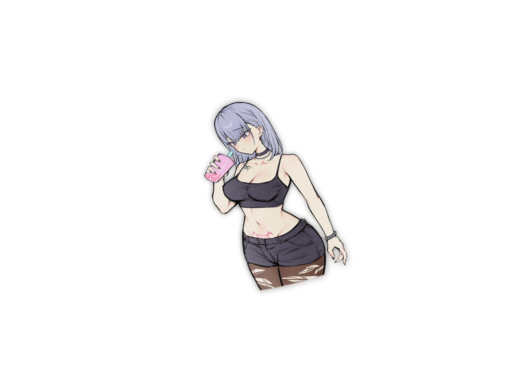 Emu Boba Lover Original Pinup Kiss Cut Sticker - Die-Cut, Emu Merch, VTuber merch by concon