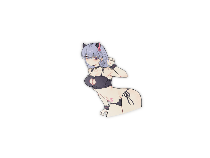 EMU CATGIRL ORIGINAL PINUP KISS CUT STICKER