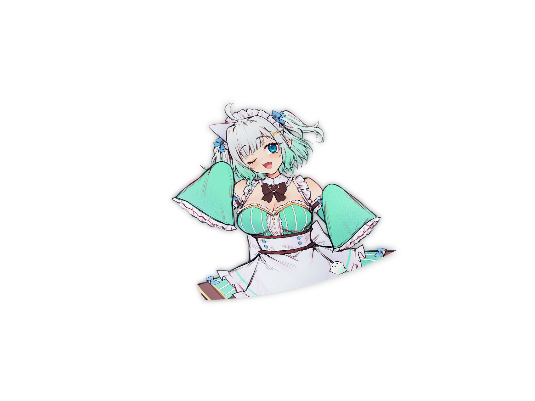 Mint Fantome Pinup Kiss-Cut Sticker