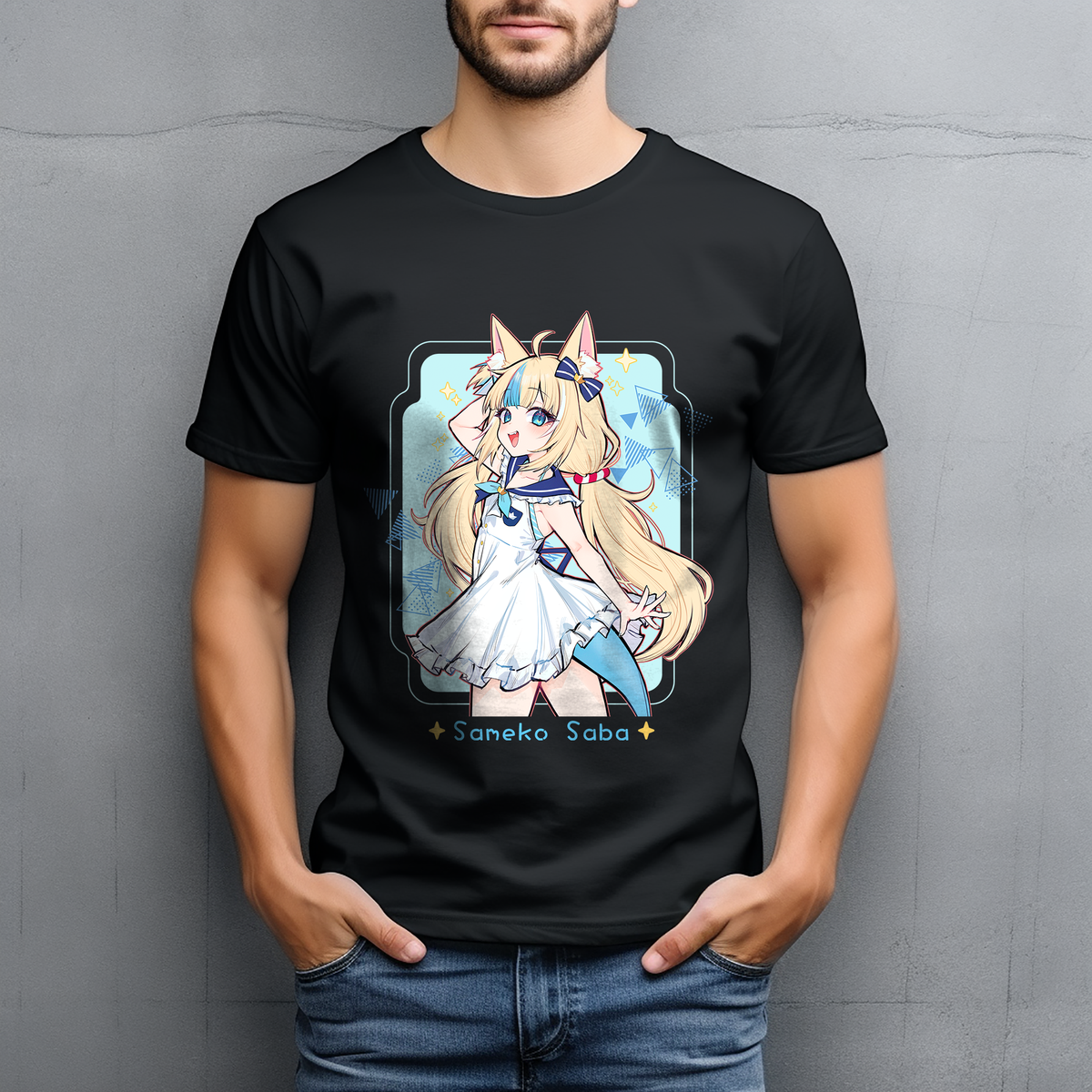 Sameko Saba Indie VTuber Graphic T-Shirt - detail view