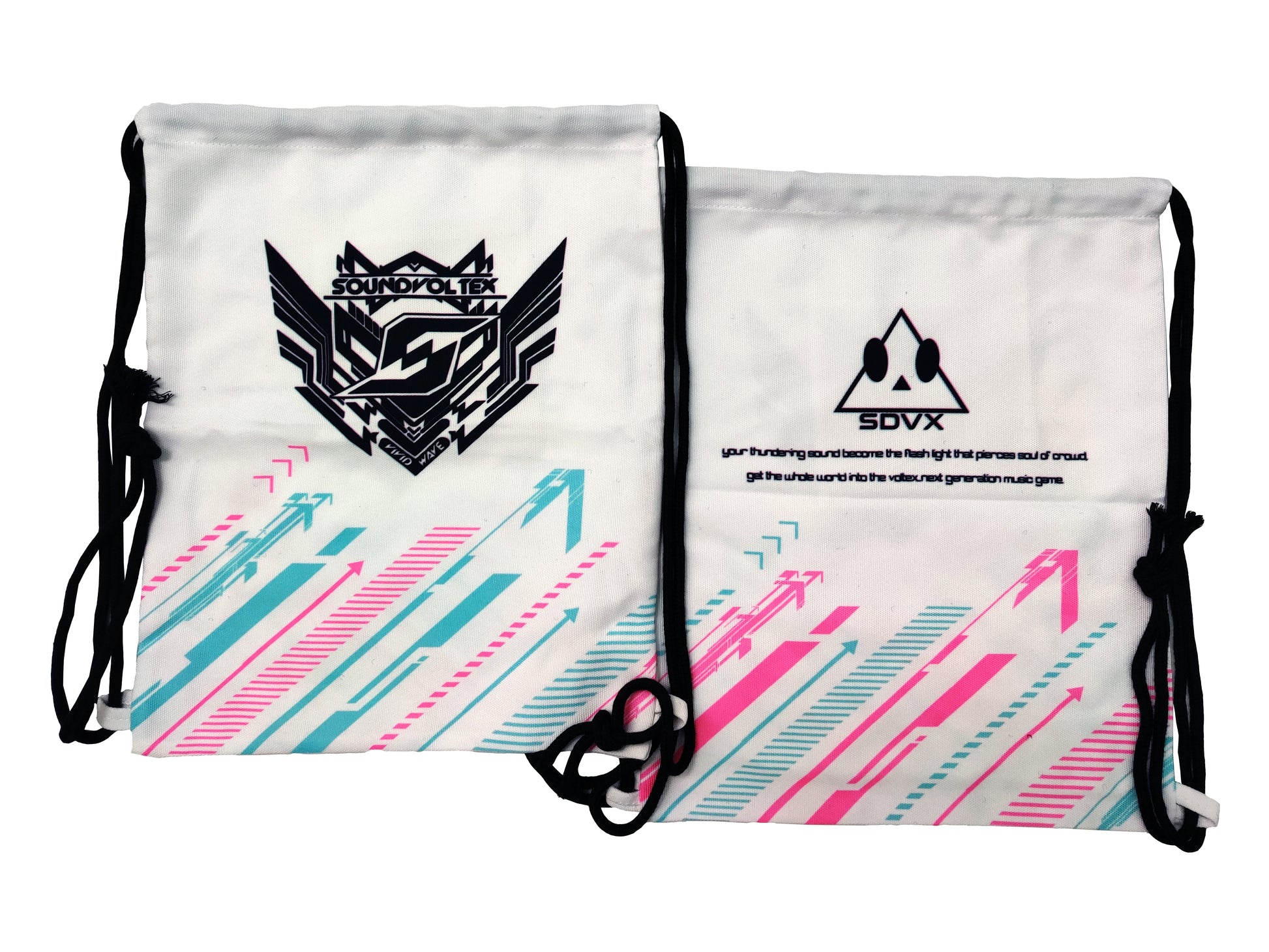 SDVX White Drawstring Bag - drawstring bags, lifestyle, SDVX merch by concon