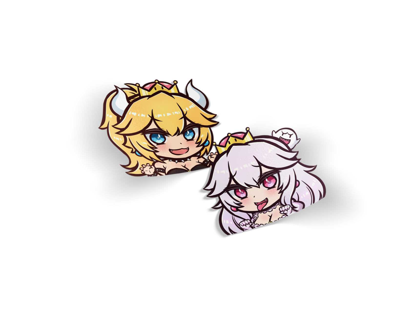 Bowsette & Boosette Die-Cut Sticker Decals - Die-Cut, video games merch by concon