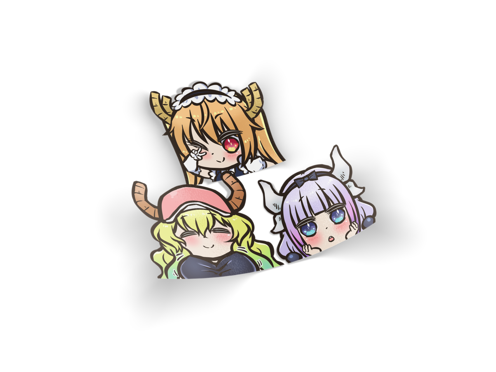 Dragon Maid Chibi Die-Cut Sticker Decals - anime, Die-Cut merch by concon